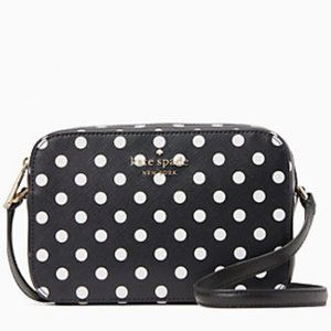 Kate Spade Black White Polka Dot Staci Mini Camera Bag NWT